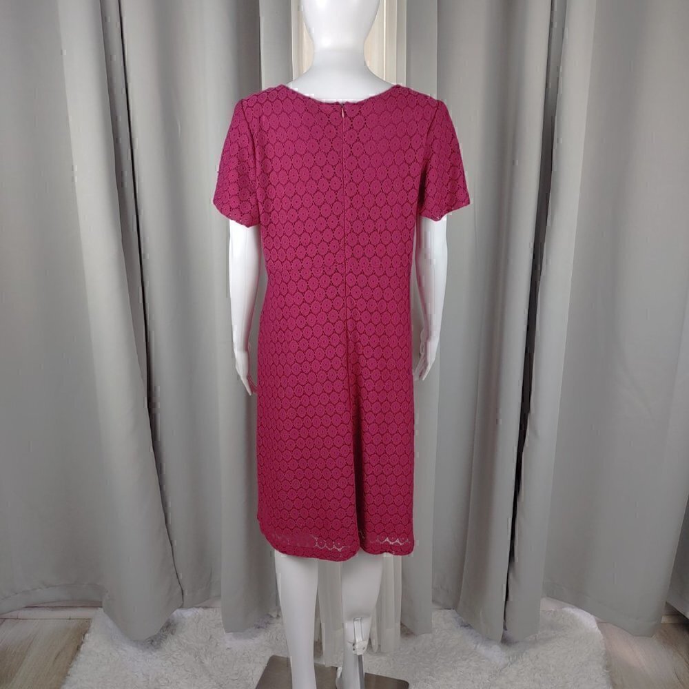Rabbit Rabbit Rabbit Fuchsia (Off Red) Lace Dress Midi Length 3/4 Sleeve Size 16 - Picture 3 of 11